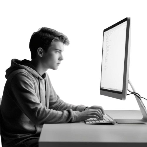 Ilustración de hombre trabajando en un escritorio